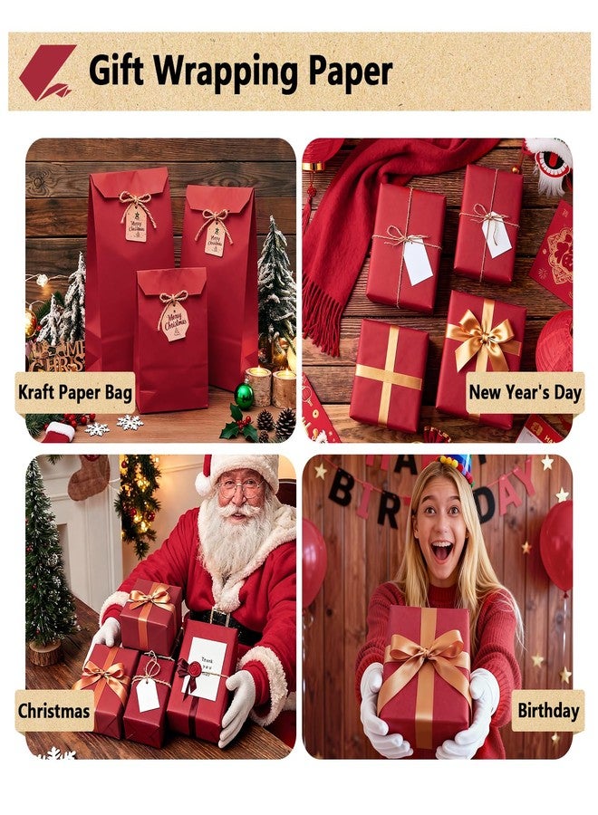 لفة ورق تغليف كرافت أحمر من راباهوليك، مقاس 17.5 بوصة × 393 بوصة (32.8 قدم)، مثالية لتغليف هدايا عيد الميلاد، ولوحات الإعلانات، والأعمال الفنية، وباقات الزهور، وصناديق النقل، وأغطية الأرضيات، والطاولات. - Image 2